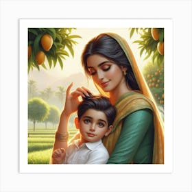 Beautiful relationship of mother and children Art Print