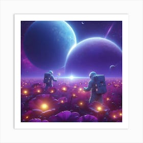 Spacemen Collecting Samples Art Print