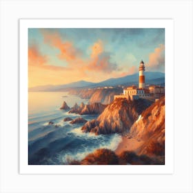 Sunset At The Lighthouse 1 Art Print