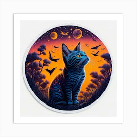 Cat Colored Sky (128) Art Print