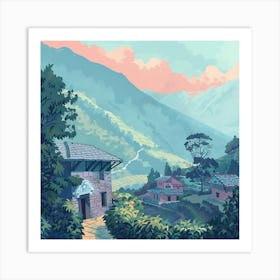 Village In The Mountains 4 Art Print