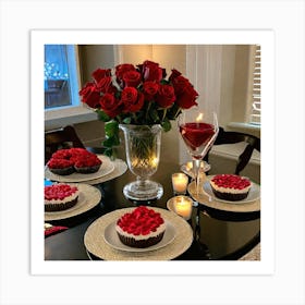 Valentine'S Day Table Setting 3 Art Print