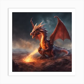 Dragon With Fire Art Print