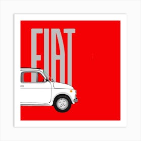 Fiat 500 on red Art Print