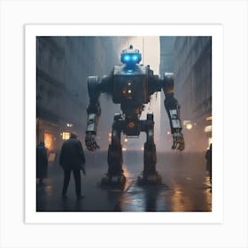 Robot On A City Street 4 Art Print