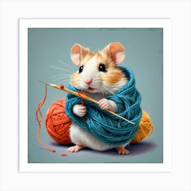 Hamster Knitting 6 Art Print