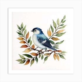 Bluebird Watercolor Painting  Art Print