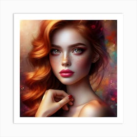 Beautiful Girl With Red Hair Art Print