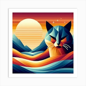 Bumble Low Poly Cat Art Print