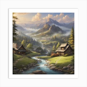 Village In The Mountains Art Print