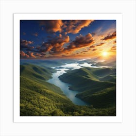 Sunrise Over The Blue Ridge Mountains Art Print