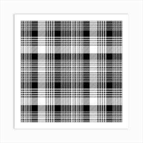 Black White Plaid Checked Seamless Pattern Art Print