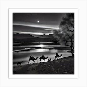 Camels In The Desert 9 Art Print