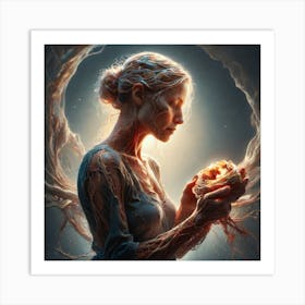 Woman Holding A Bird Art Print