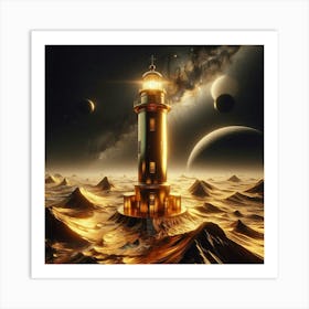 Lighthouse In Space Art Print