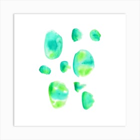 Green Bubble, Modern Watercolor Painting, Abstract Art Art Print