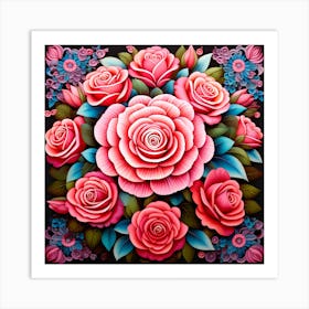 Roses mandala Art Print