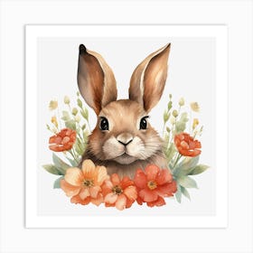 Bunny With Flowers 5 Art Print