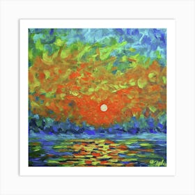 Sunset Over The Water Art Print