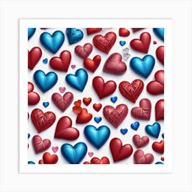 Seamless Pattern Of Hearts Art Print