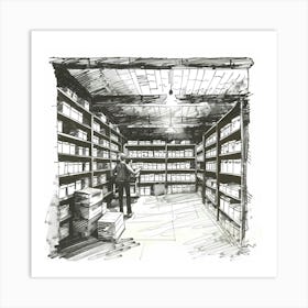 Man In A Library 1 Art Print