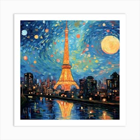 Eiffel Tower At Night 4 Art Print