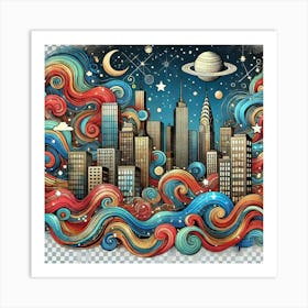 Abstract City Skyline Png Art Print