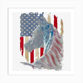 Trending Horses America Flag 4th Of July Independence Art Print