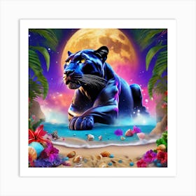 Panther On The Beach Art Print