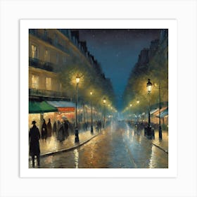 Boulevard Montmartre At Night 3 Art Print