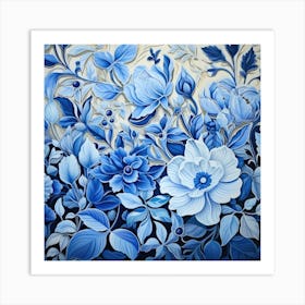 Blue And White Flowers Art Print