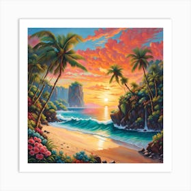 Sunset On The Beach Art Print