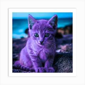 Purple Kitten With Blue Eyes Art Print