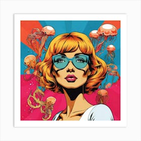 Girl With Jellyfish 4 Art Print