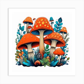 Mushrooms In The Forest 105 Art Print