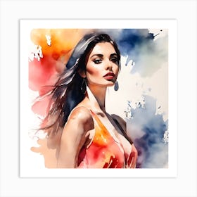 Watercolor Portrait Of A Woman Art Print