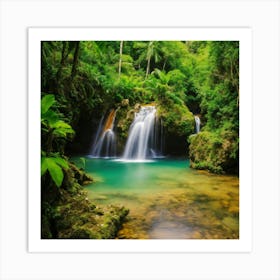 Waterfall In The Jungle 4 Art Print