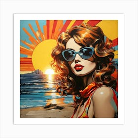 Pop Art graffiti Seaside sun Art Print