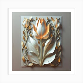 Decorated paper and tulip flower 2 Art Print