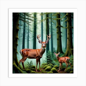 Deer In The Forest 34 Art Print