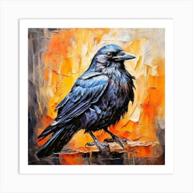 Crow painting in oil paint 2 Art Print