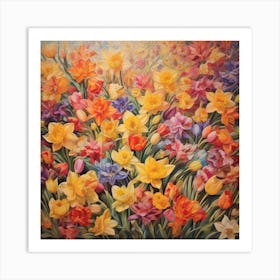 Daffodils and Tulips Art Print