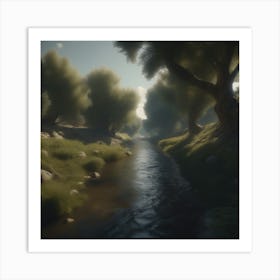 Stream In The Woods 32 Art Print