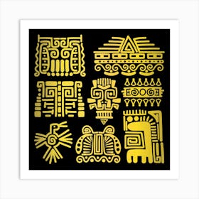 American Golden Ancient Totems Art Print