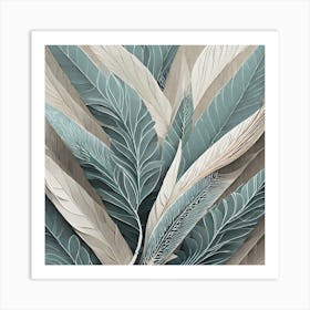 Firefly Beautiful Modern Detailed Botanical Rustic Wood Background Of Sage Herb And Indian Feathers (5) Art Print