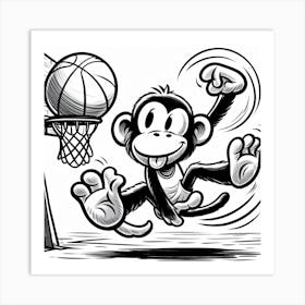 Monkey Basketball Art Print