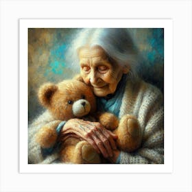 Old Lady With Teddy Bear 1 Art Print