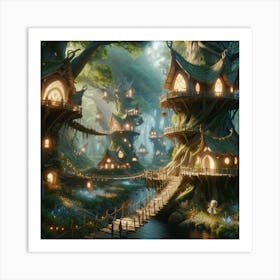 Fairy Houses In The Forest Art Print