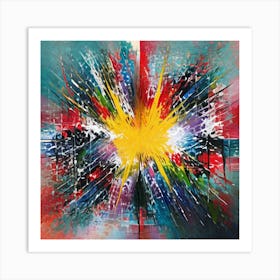 Vibrant Abstract Expressionist Painting With Dynamic Color Explosion Art Print