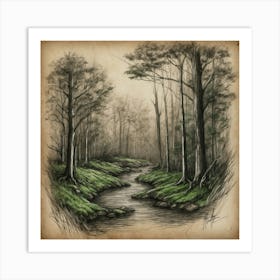 Stream In The Woods Art Print